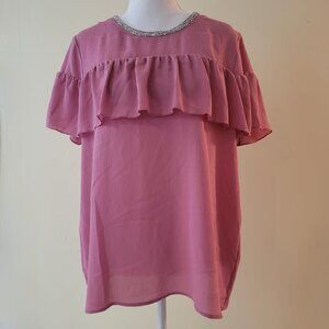 EUC Juicy Couture Mauve Pink Embellished Blouse Size L